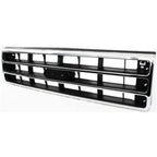 Grille For 89-91 Ford F-150 F-250 Chrome Shell w/ Silver Insert Plastic