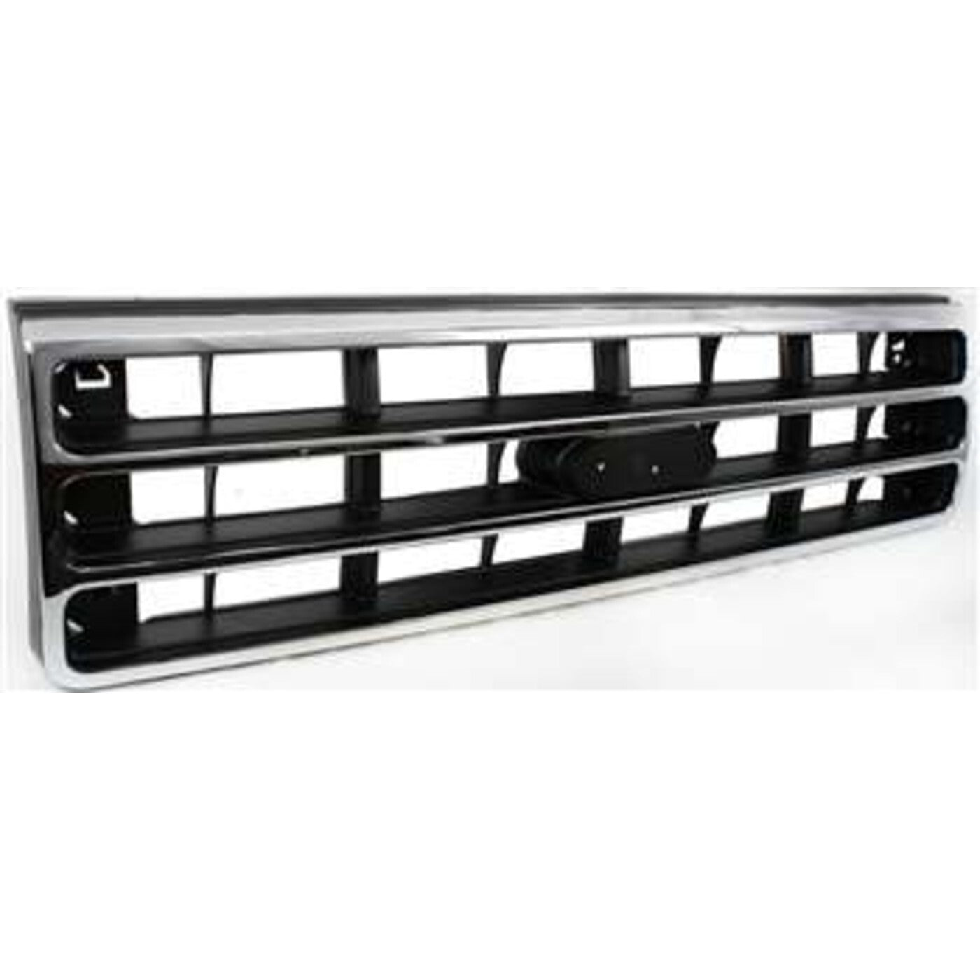 Grille For 89-91 Ford F-150 F-250 Chrome Shell w/ Silver Insert Plastic