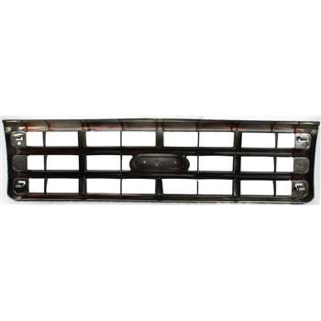 Grille For 89-91 Ford F-150 F-250 Chrome Shell w/ Silver Insert Plastic