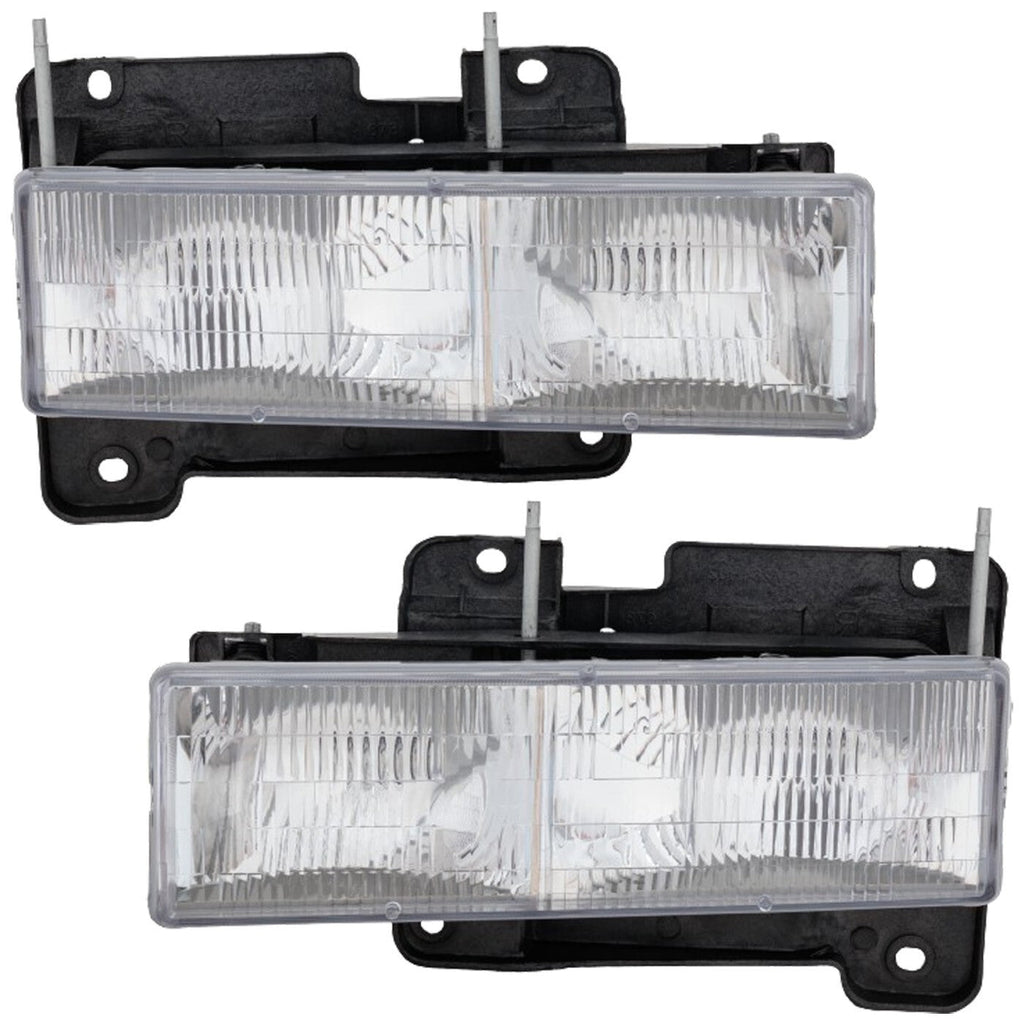 Headlights Lamps Pair For 1988-98 Chevy GMC C10 C/K Truck Chrome Composite Type