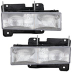 Headlights Lamps Pair For 1988-98 Chevy GMC C10 C/K Truck Chrome Composite Type