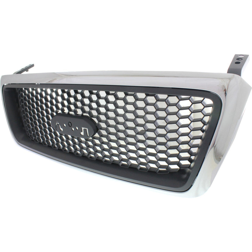 Grille Assembly For 2006-2008 Ford F-150 XLT Chrome Black