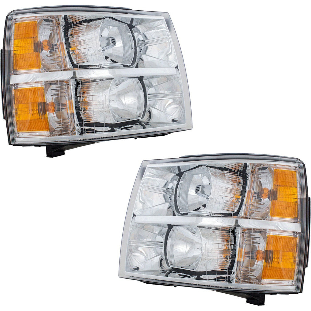 Headlight Set For 2007-2013 Chevrolet Silverado 1500 Left & Right w/ bulb