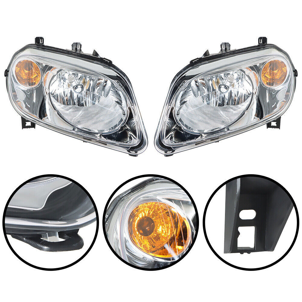 RH&LH Headlights For 2006-2011 Chevy HHR Halogen Type Chrome Raplacement