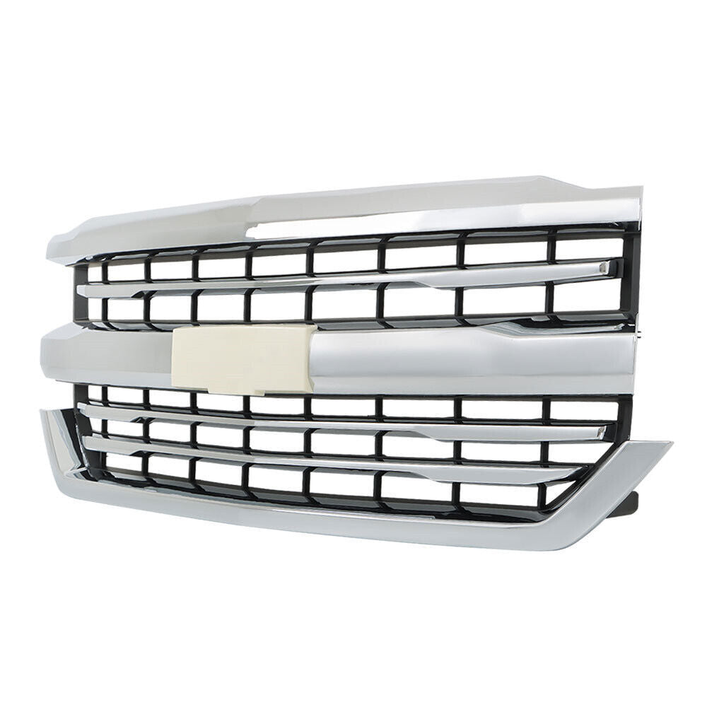 Front Bumper Grille For 2016-2018 Chevrolet Silverado 1500 W/Chrome Trim