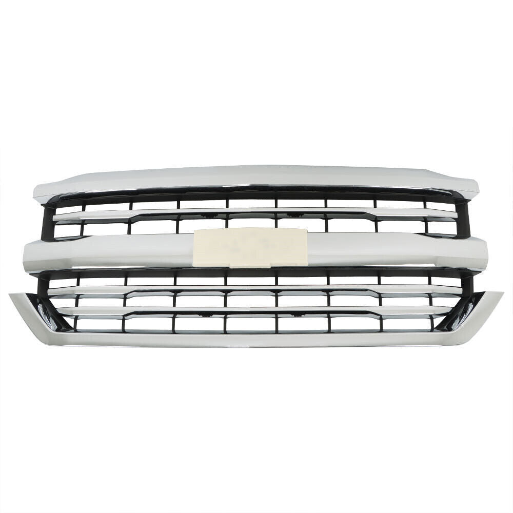 Front Bumper Grille For 2016-2018 Chevrolet Silverado 1500 W/Chrome Trim