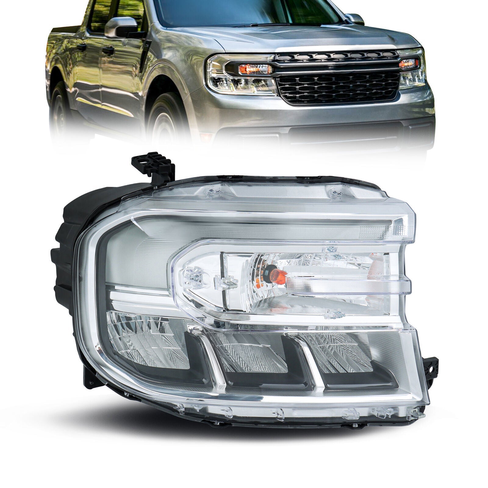 Right LED Headlight Chrome W/LED DRL For 2022-2024 Ford Maverick Lariat
