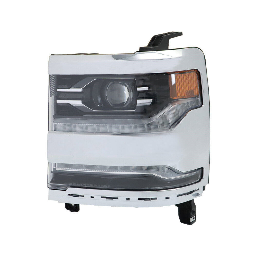 Left Headlight For 2016-2018 Silverado 1500 LED Frame Chrome Housing