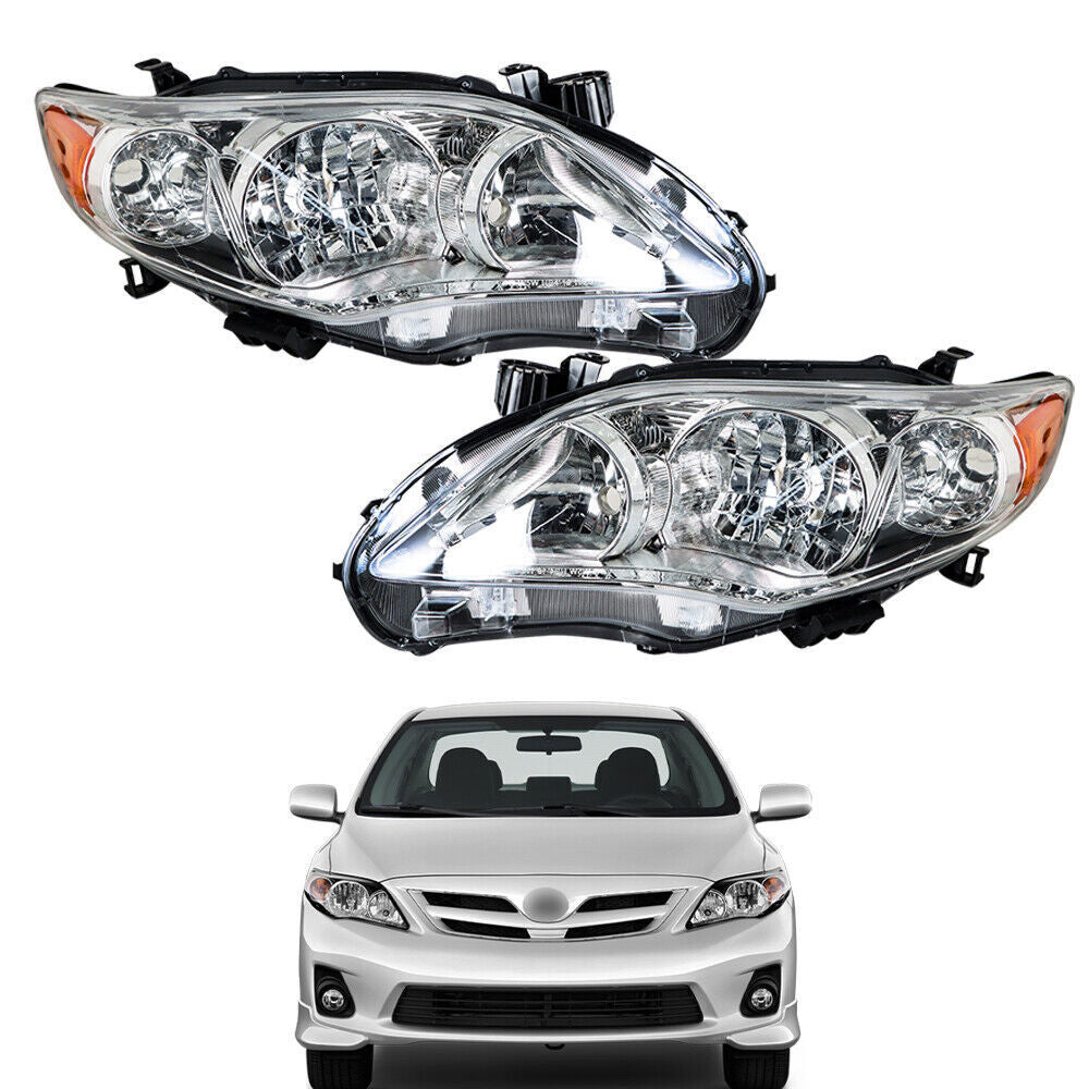 Left+Right Headlight For 2011 2012 2013 Toyota Corolla Chrome Projector