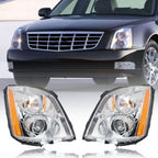Right+Left Headlight For 2008-2011 Cadillac DTS HID/Xenon Chrome Housing