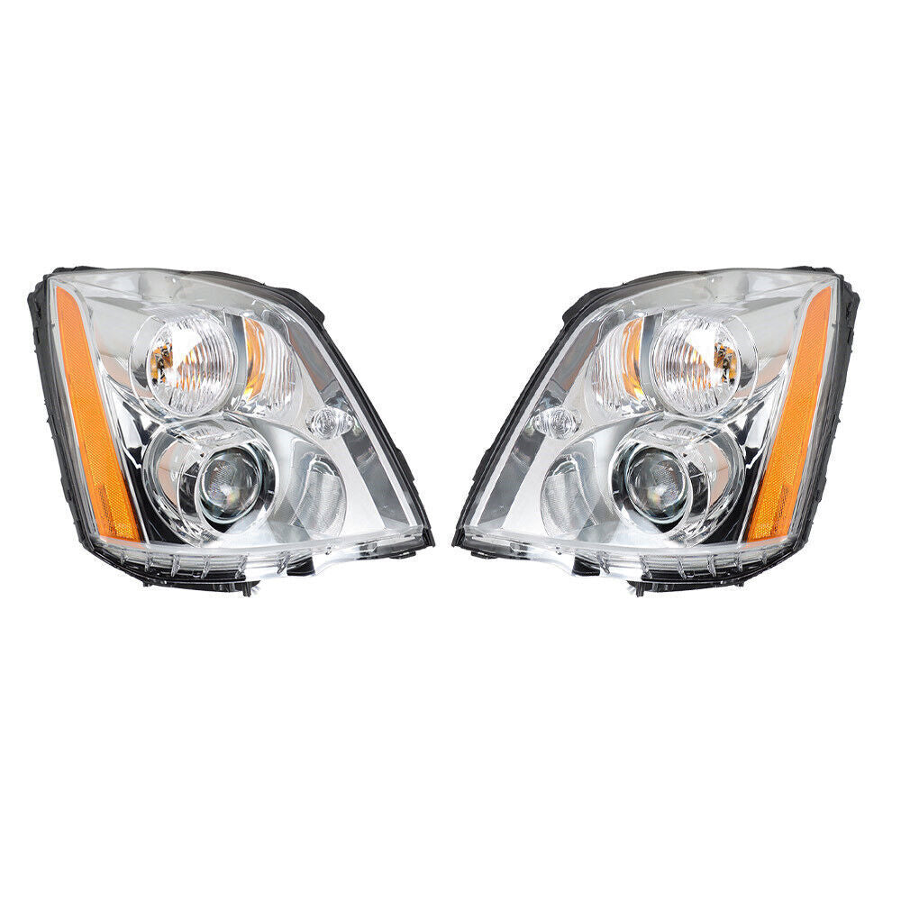 Right+Left Headlight For 2008-2011 Cadillac DTS HID/Xenon Chrome Housing