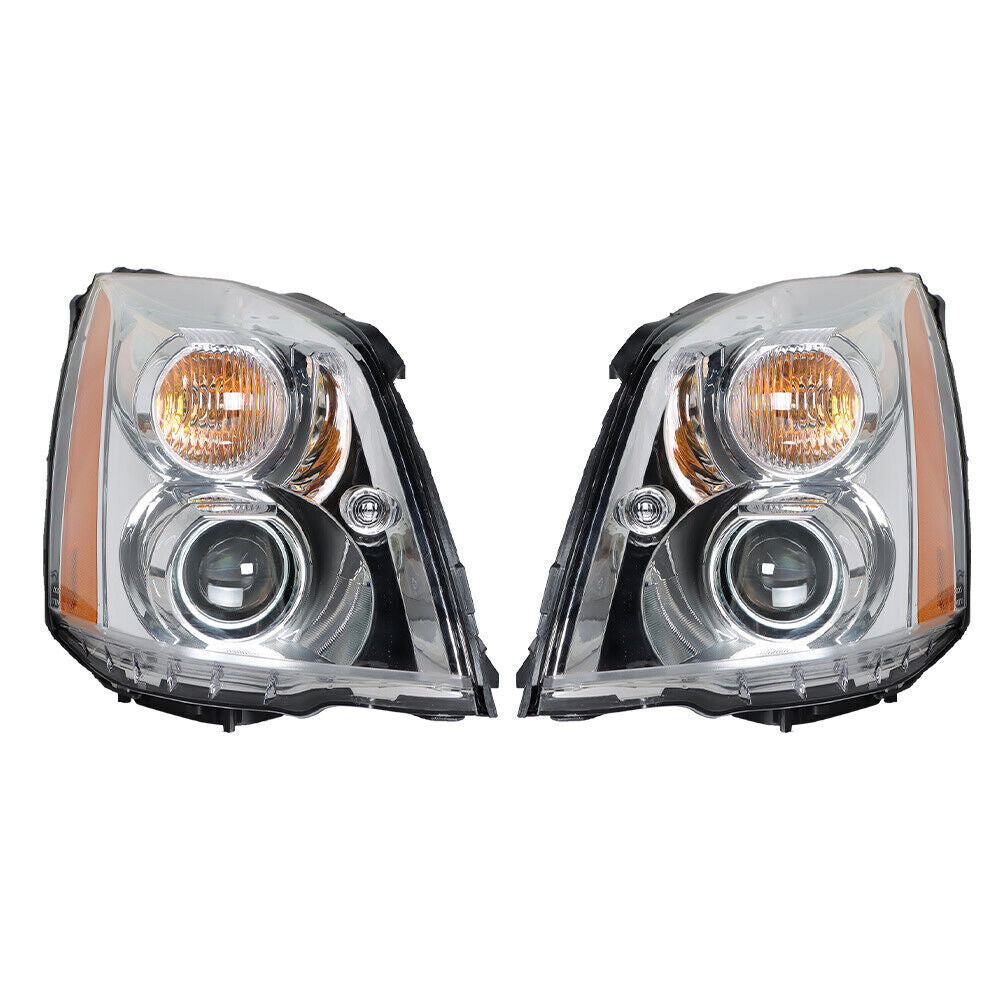 Right+Left Headlight For 2008-2011 Cadillac DTS HID/Xenon Chrome Housing