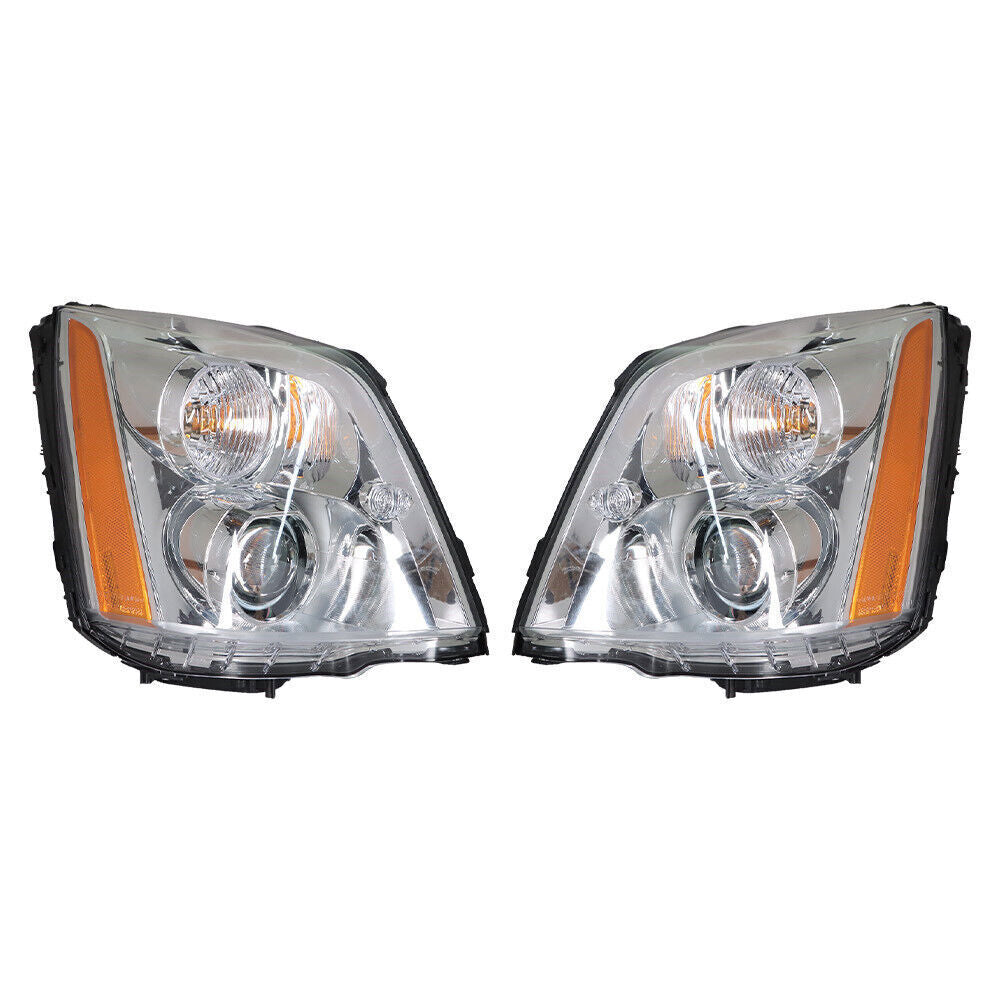 Right+Left Headlight For 2008-2011 Cadillac DTS HID/Xenon Chrome Housing