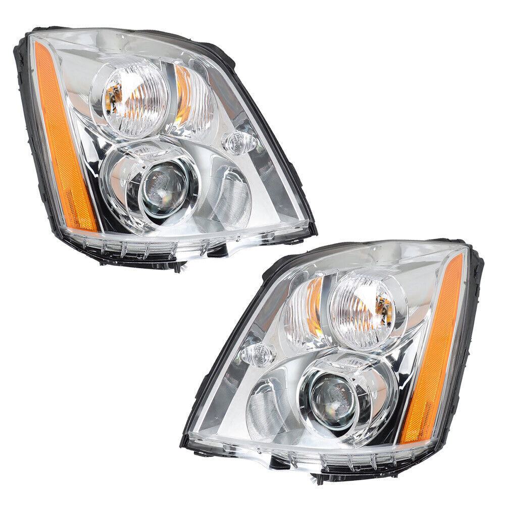 Right+Left Headlight For 2008-2011 Cadillac DTS HID/Xenon Chrome Housing