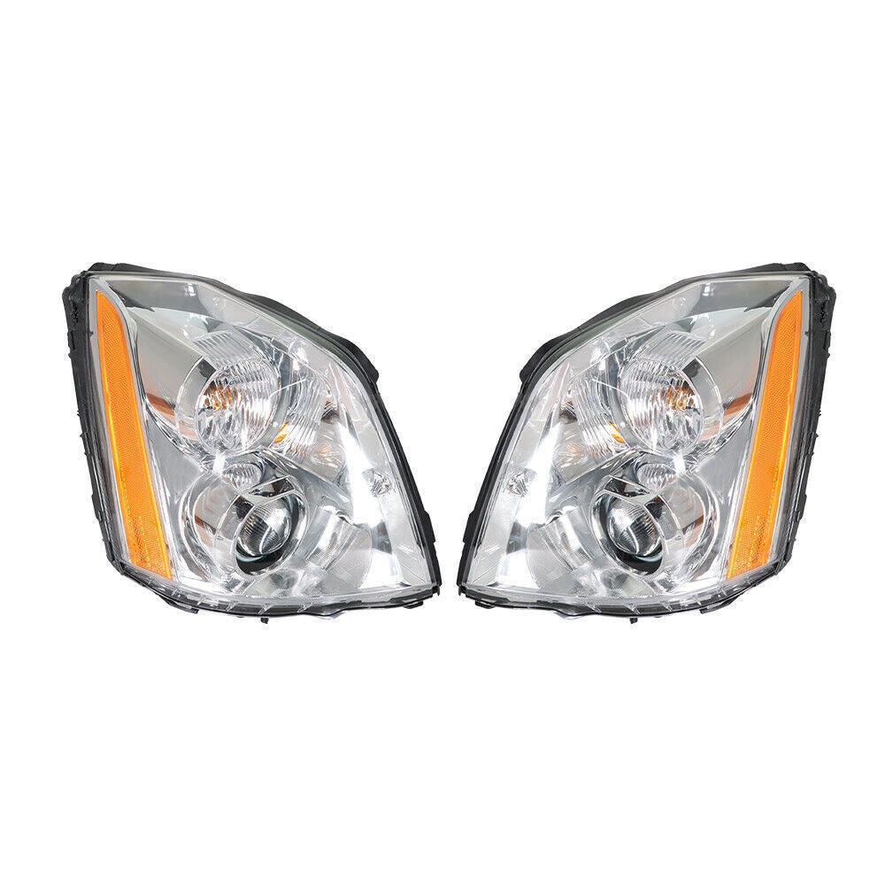 Right+Left Headlight For 2008-2011 Cadillac DTS HID/Xenon Chrome Housing