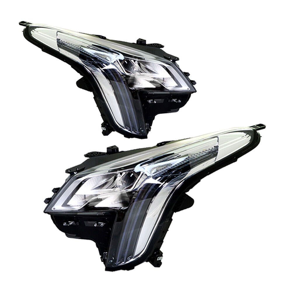 Right+Left Headlight For 2018-19 Cadillac XTS LED DRL Signal Chrome