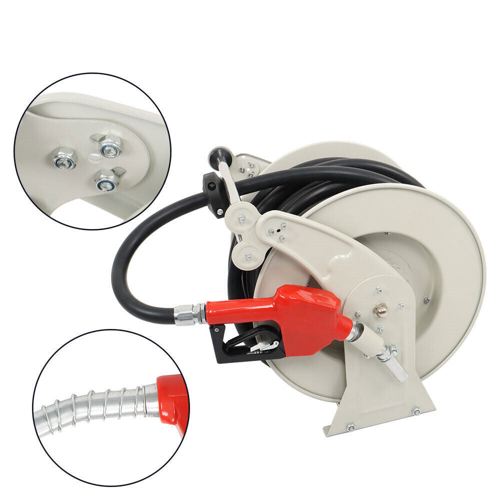 Fuel Diesel Hose Reel Retractable For Truck 3/4" x 66' Auto Refueling Gun 300PSI