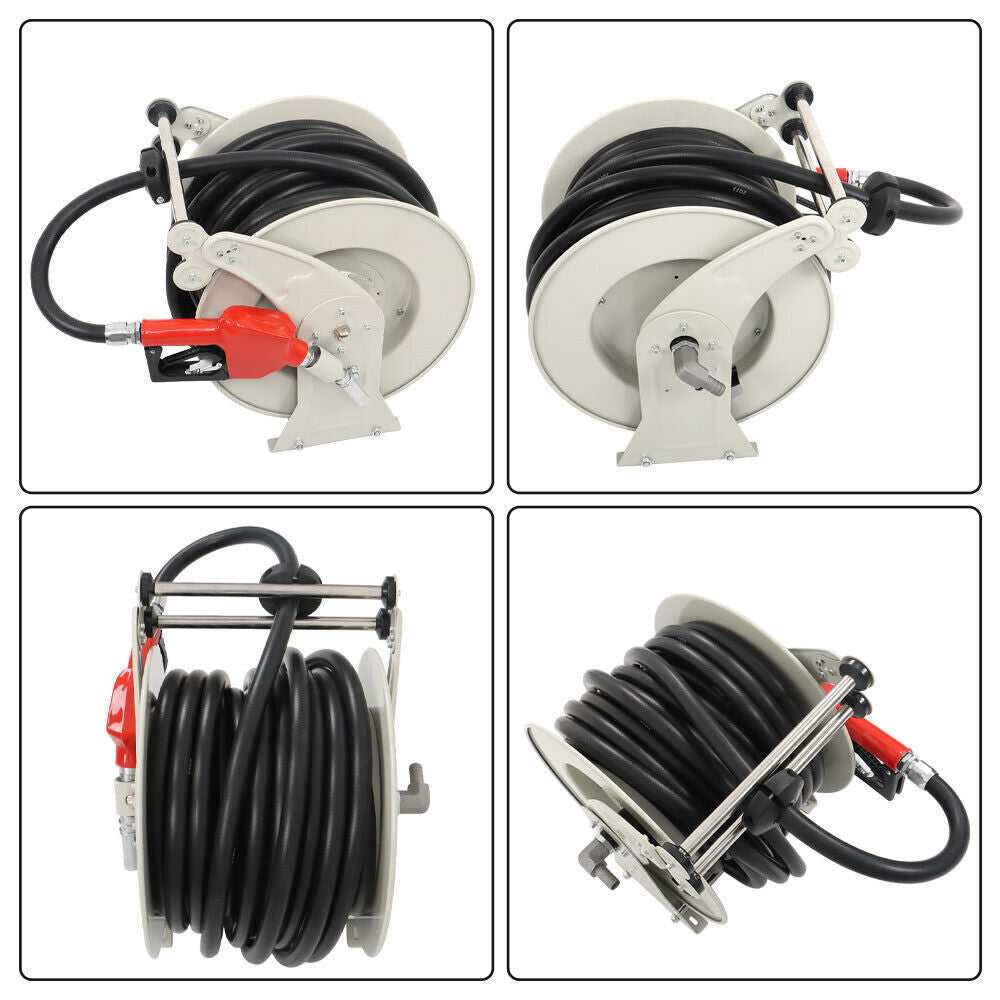 Fuel Diesel Hose Reel Retractable For Truck 3/4" x 66' Auto Refueling Gun 300PSI