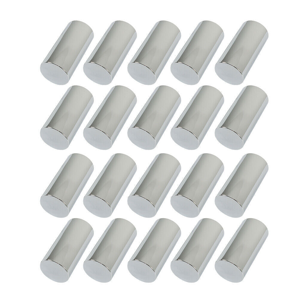 Set Of 20 Lug Nut Covers Plastic 33mm 4-1/4" Screw-On Flat Top Cylinder Chrome
