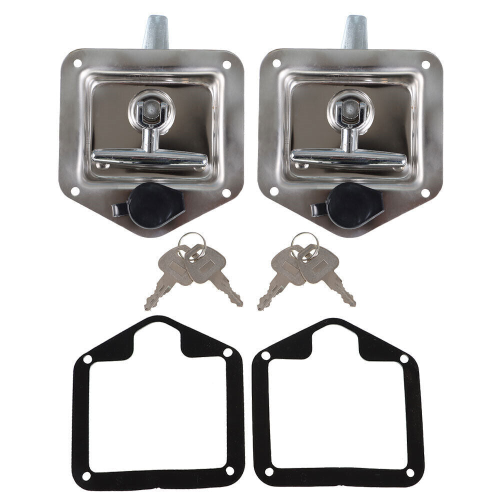 2 x Trailer Door Latch T-Handle Lock Stainless Steel Key Camper RV Truck