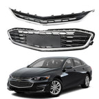 Front Bumper Upper Lower Grille For 2016-2018 Chevy Malibu Chrome&Black