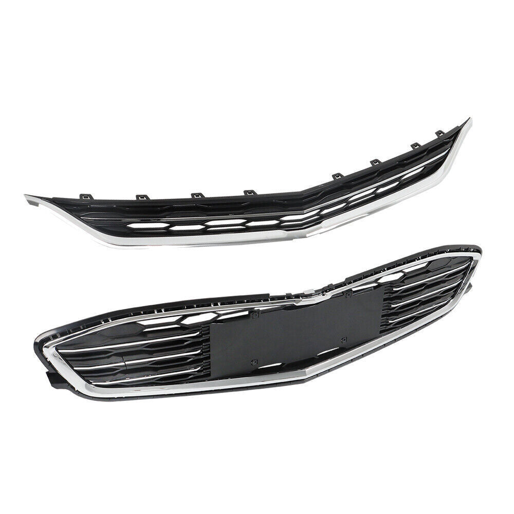 Front Bumper Upper Lower Grille For 2016-2018 Chevy Malibu Chrome&Black