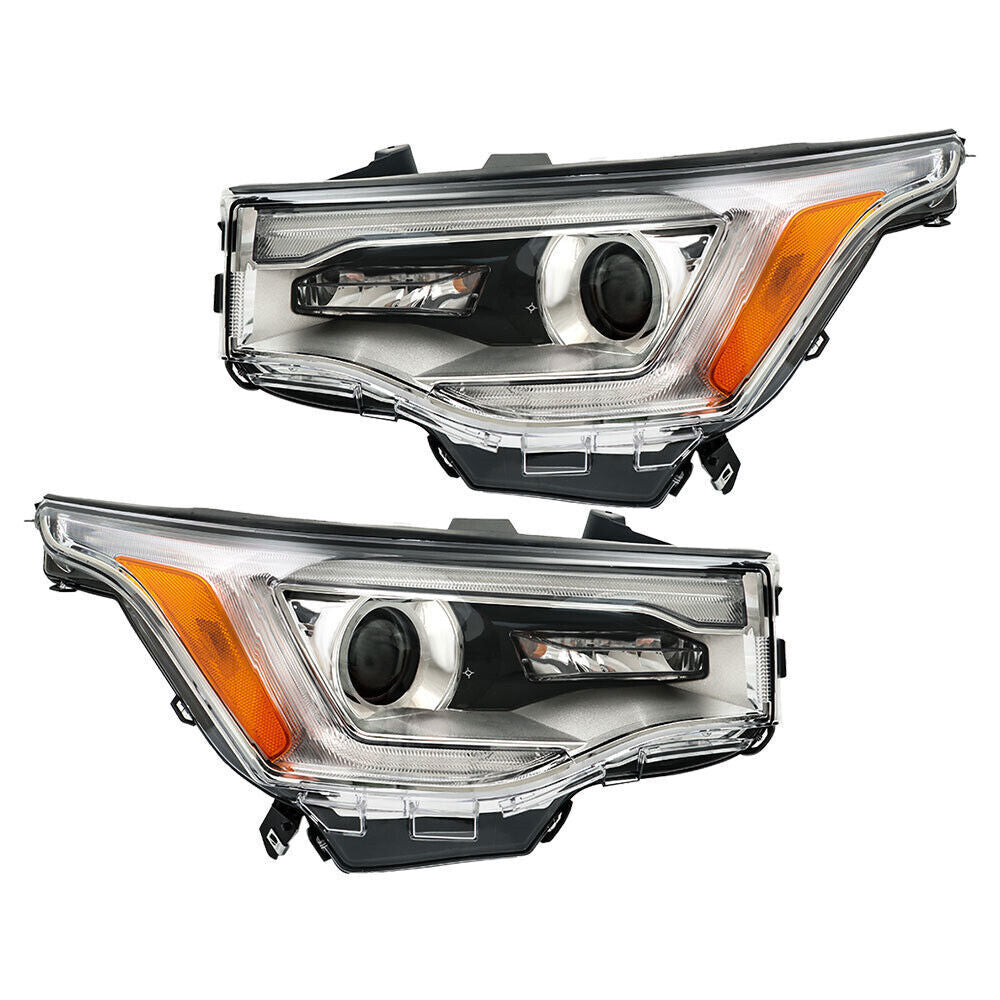 Right+Left Headlights ASSY For 2017-19 GMC Acadia SL w/o LED DRL Chrome