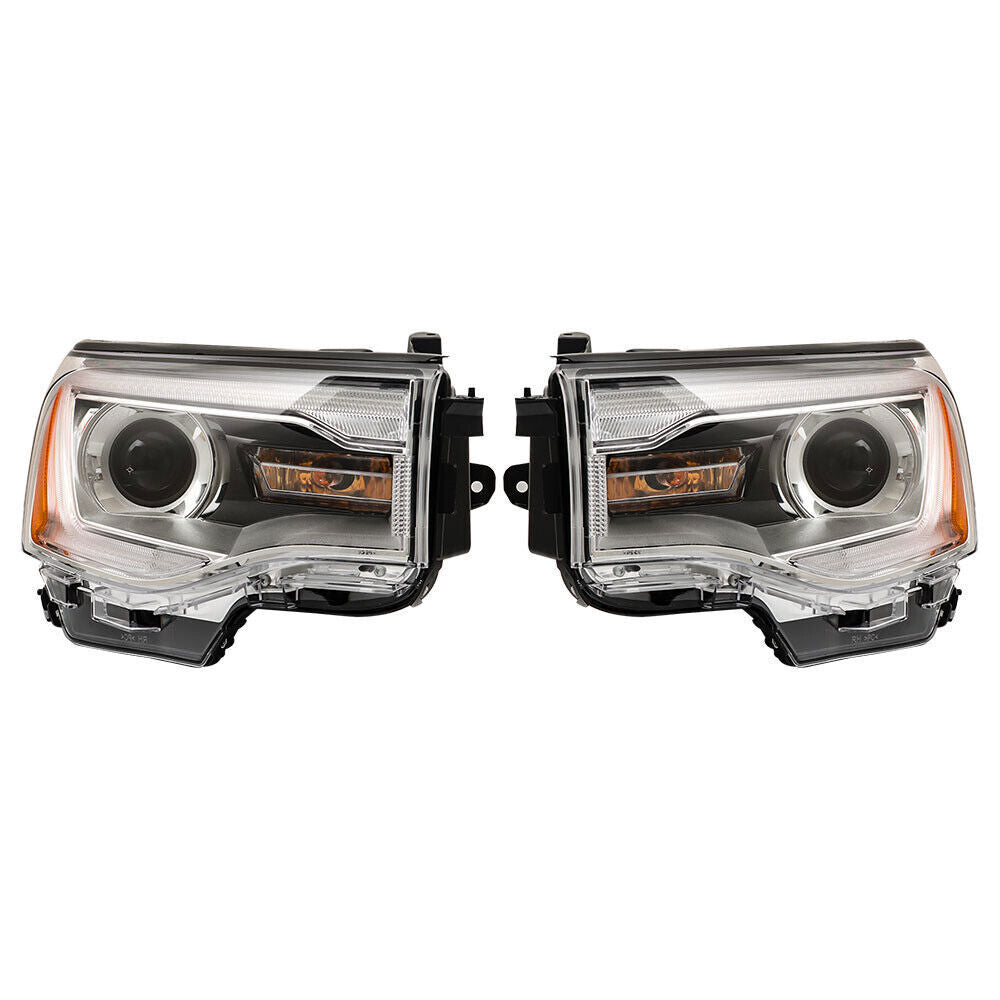 Right+Left Headlights ASSY For 2017-19 GMC Acadia SL w/o LED DRL Chrome