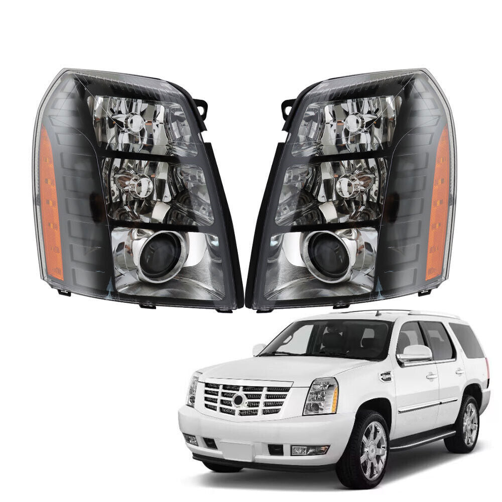 LH+RH Headlights For 2007-2014 Cadillac Escalade HID w/o Bulbs & Ballast