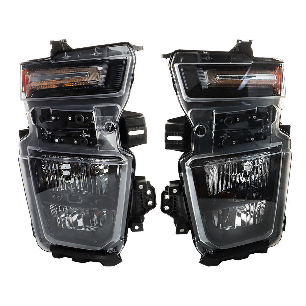 Left+Right Headlights For 2021-2023 Chevy Silverado 2500HD Halogen Black