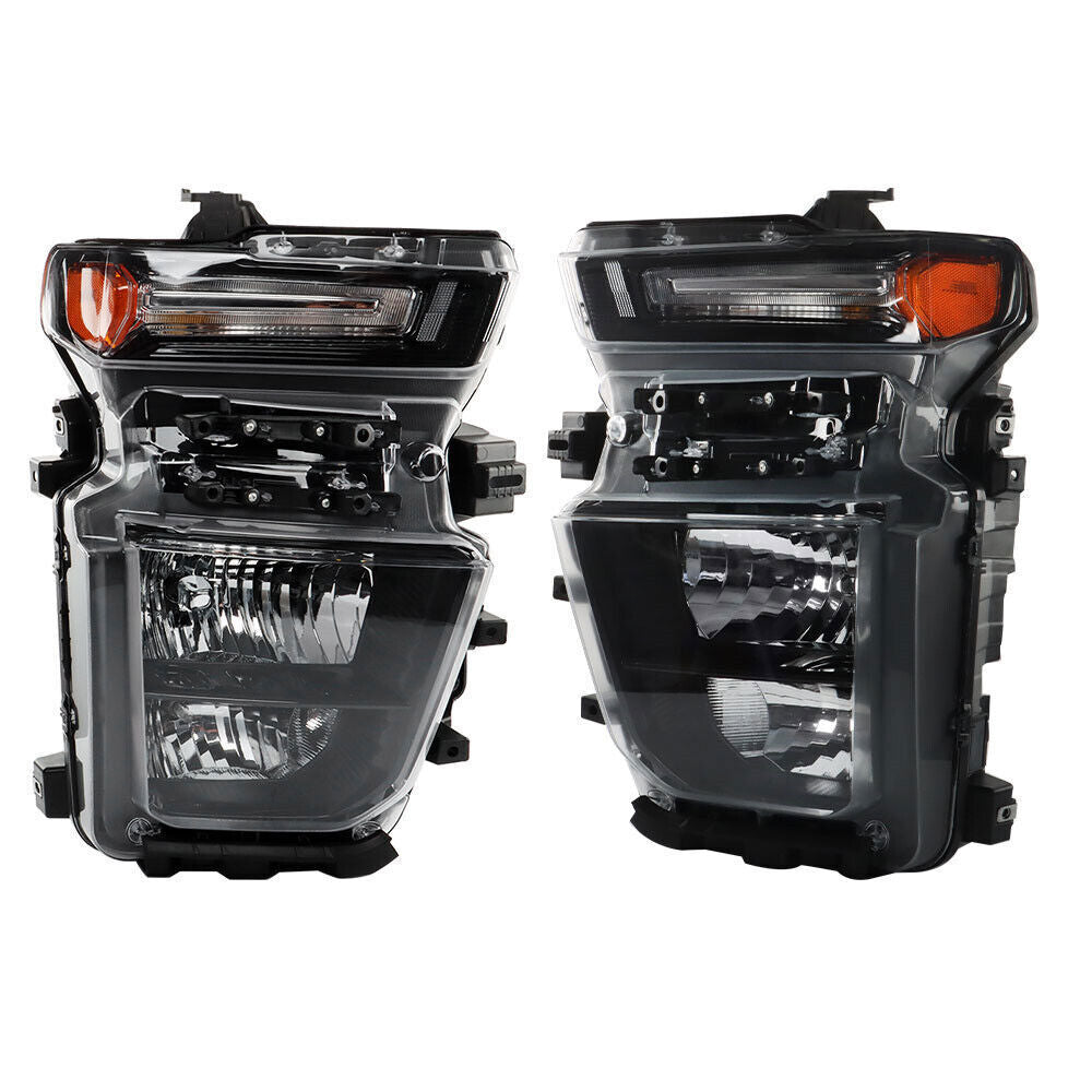 Left+Right Headlights For 2021-2023 Chevy Silverado 2500HD Halogen Black