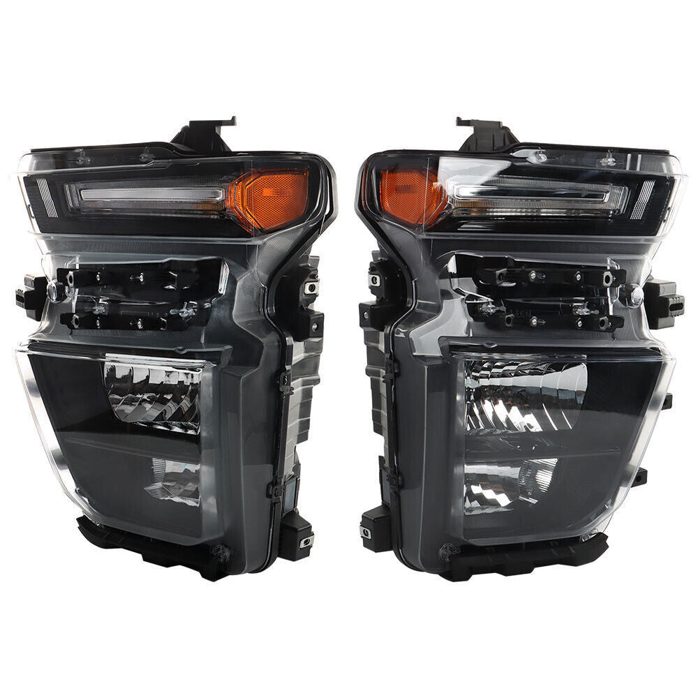 Left+Right Headlights For 2021-2023 Chevy Silverado 2500HD Halogen Black
