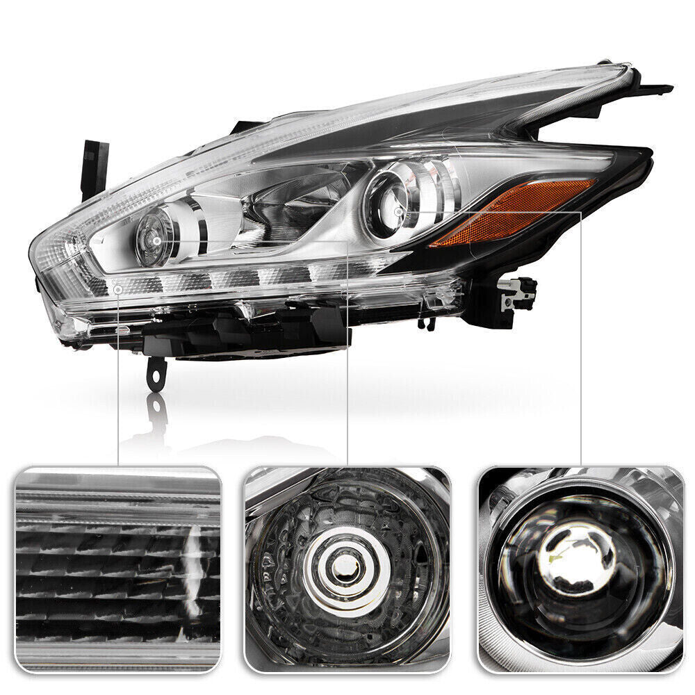 Left Side Headlight For 2015-16 Nissan Murano Halogen LED DRL Projector