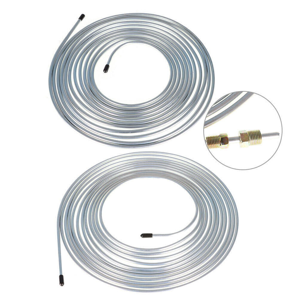 Brake Line Tubing Kit For Universal 25 Ft 3/16&1/4 Zinc w/32 Fittings
