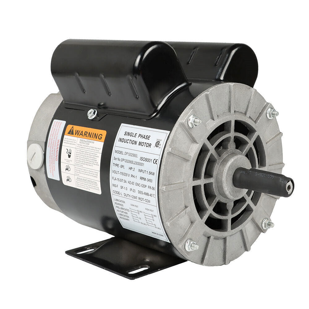 2 HP SPL Compressor Duty Electric Motor 56Frame 5/8" Shaft 115/230 Volt 3450 RPM