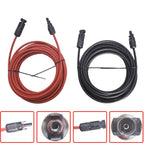 1Pair 30ft 12AWG Black + Red Solar Panel Extension Cable Wire Connector