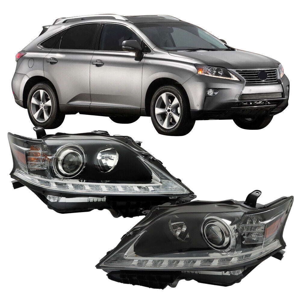 Left+Right Headlight For 2013-15 Lexus RX350 RX450H HID Projector Black