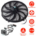 16" Electric Radiator Fan 3000 CFM Thermostat Wiring Switch Relay Kit