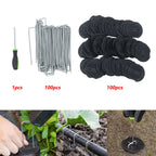 100 Pack Stainless Garden Stakes Landscape Staples Set with Mats& Precision Hook