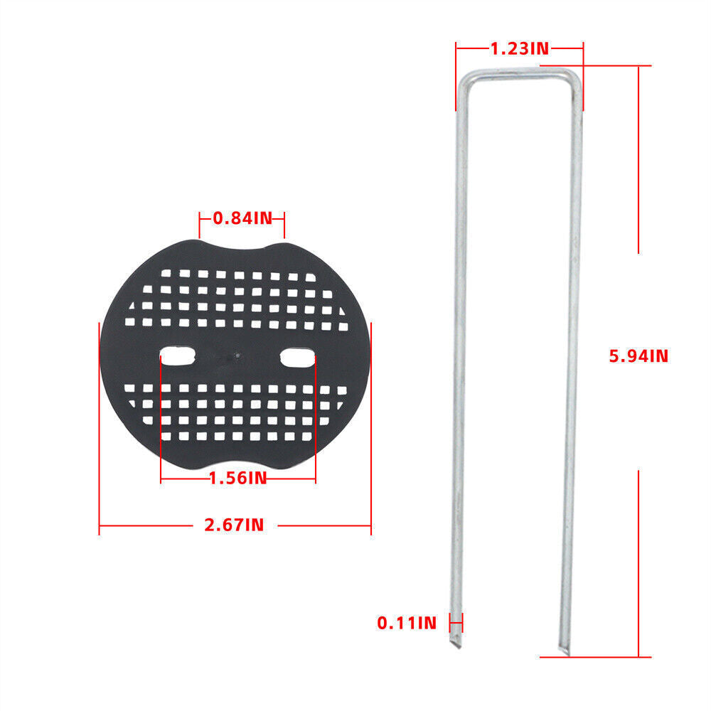 100 Pack Stainless Garden Stakes Landscape Staples Set with Mats& Precision Hook