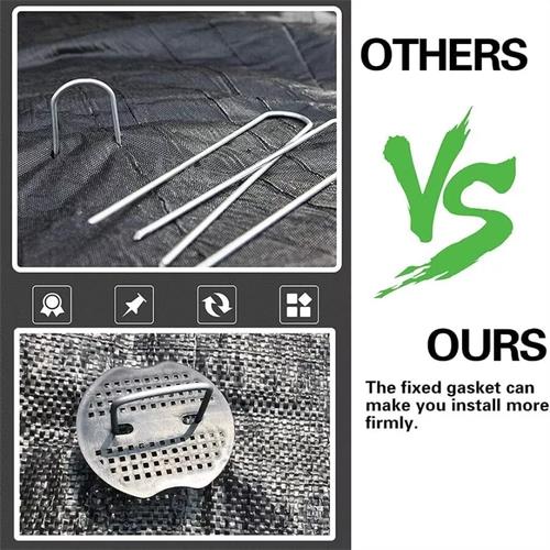 100 Pack Stainless Garden Stakes Landscape Staples Set with Mats& Precision Hook