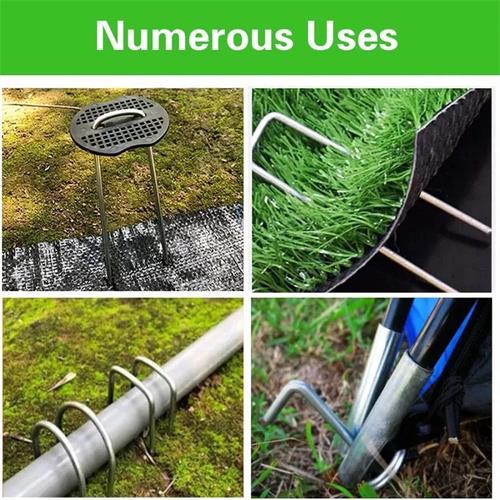 100 Pack Stainless Garden Stakes Landscape Staples Set with Mats& Precision Hook