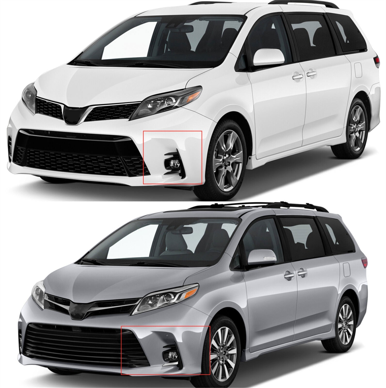 Fog Light Kit For 2018-2019 Toyota Sienna Switch Bulbs Bezel Wire Gray
