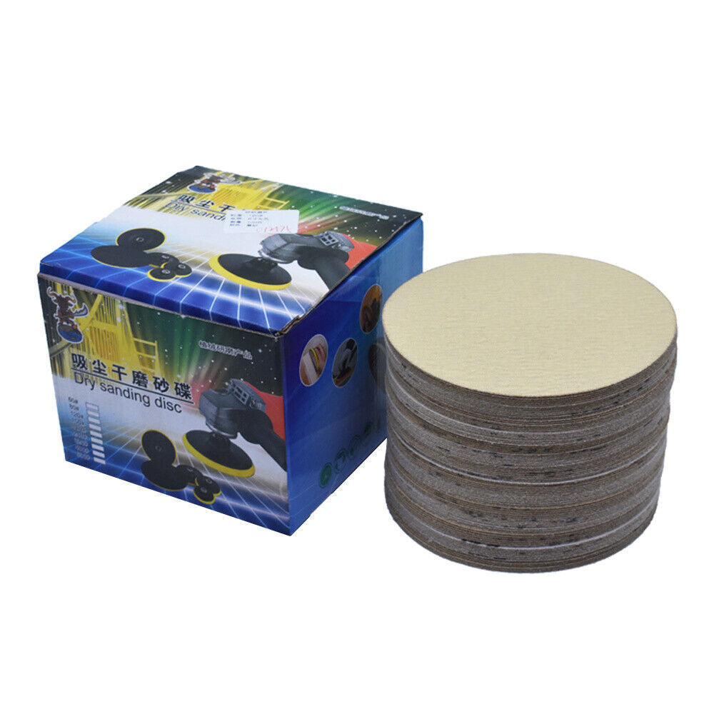 100 Pack 6" Disc Hook Loop Pads Sanding Disc Flocking 120 Grit NO-Hole