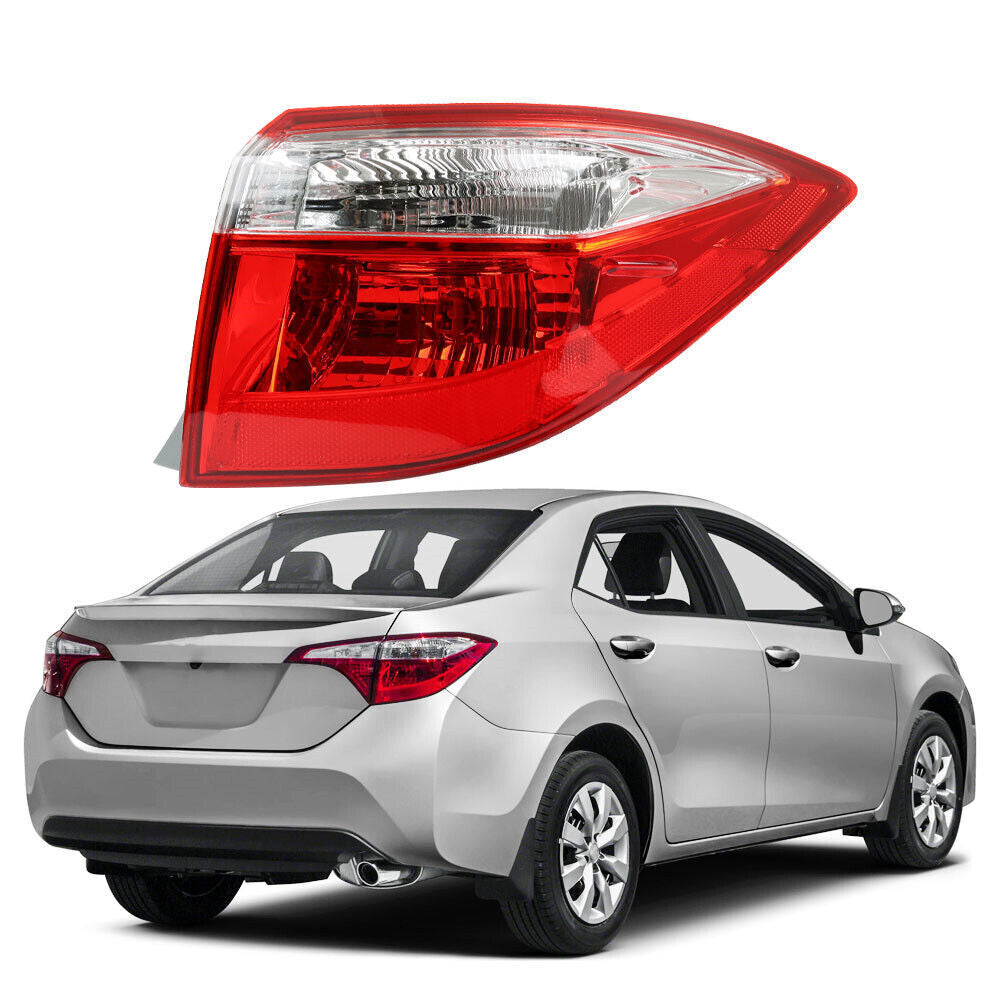 Right Side Tail Light Lamp Outer For 2014-2016 Toyota Corolla Red Clear