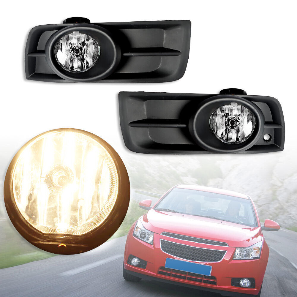 Driving Bumper Fog Lights Lamps For 2010-2014 Chevy Cruze Pair Chrome