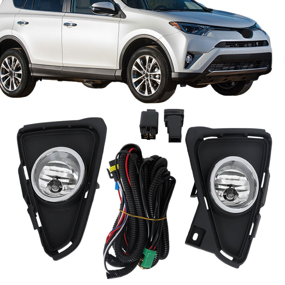 Front Bumper Fog Lights Lamp For 2016-2018 Toyota RAV4+Switch+Wiring Kit