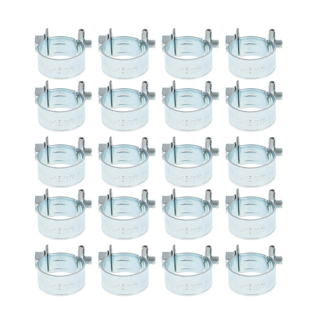 20 Pcs 3/8" Hose Clamp (14mm-16mm) Fuel Injection Gas Line Hose Clamps Clip
