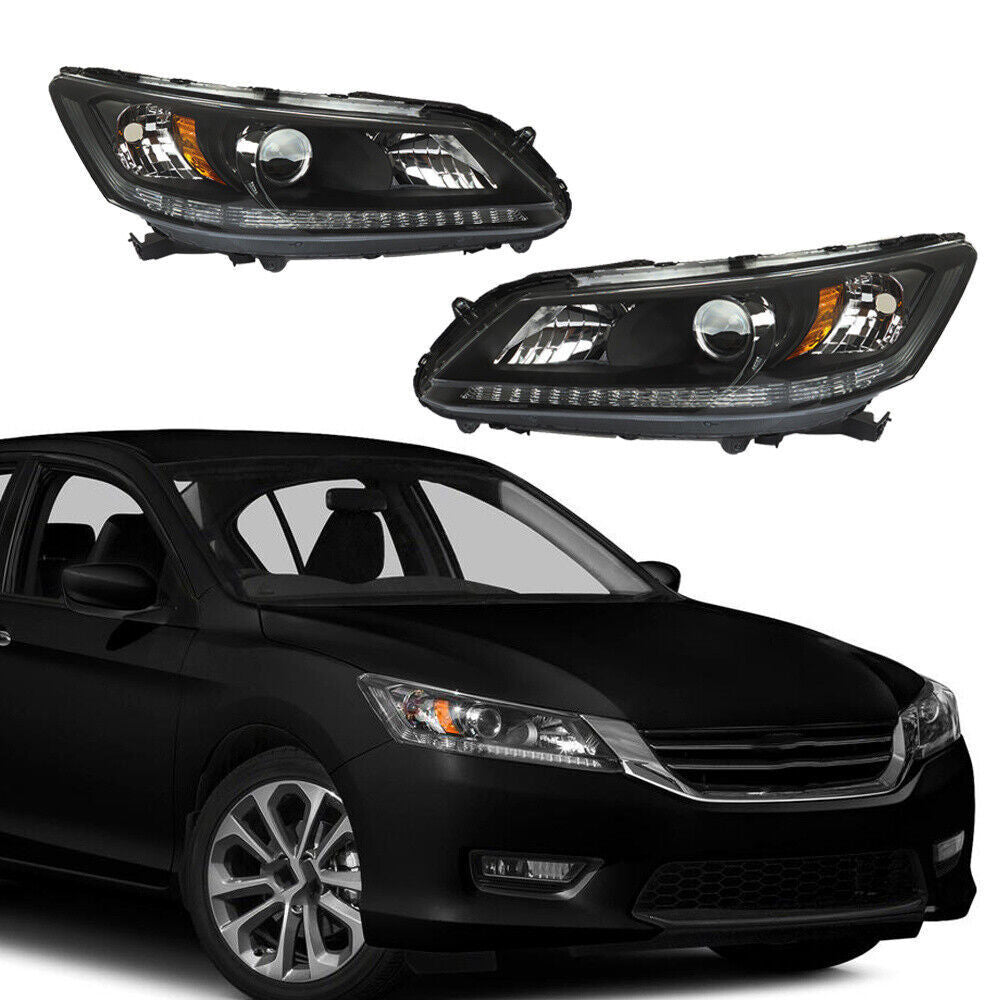Left+Right Headlight For 2013 2014 2015 Honda Accord Halogen W/O LED DRL