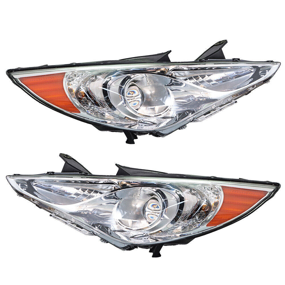 Right+Left Headlights For 2011-14 Sonata Amber Corner Halogen Clear Lens
